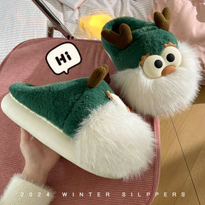 Cute Cartoon Christmas Deer Cotton Shoes Winter side-view