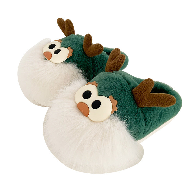 Cute Christmas Deer Cotton Slippers Winter