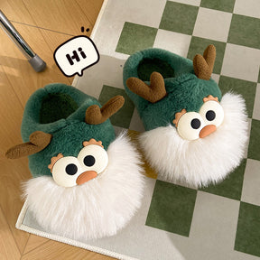 Cute Christmas Deer Cotton Slippers Winter