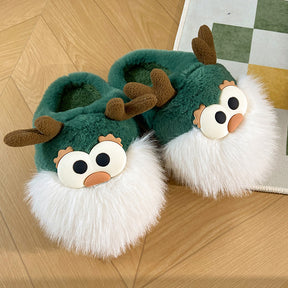 Cute Christmas Deer Cotton Slippers Winter