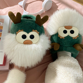 Cute Christmas Deer Cotton Slippers Winter