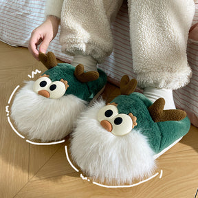 Cute Cartoon Christmas Deer Cotton Shoes Winter